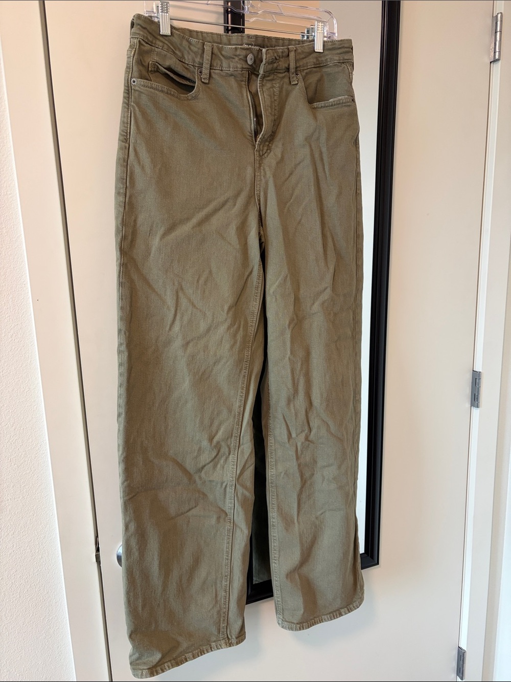 Old Navy Olive Extra High-Rise Ski-Hi Wide-Leg Pants